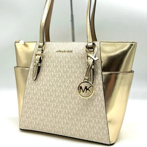 Michael Kors Large Charlotte TZ Tote Bag Gold (NWT)